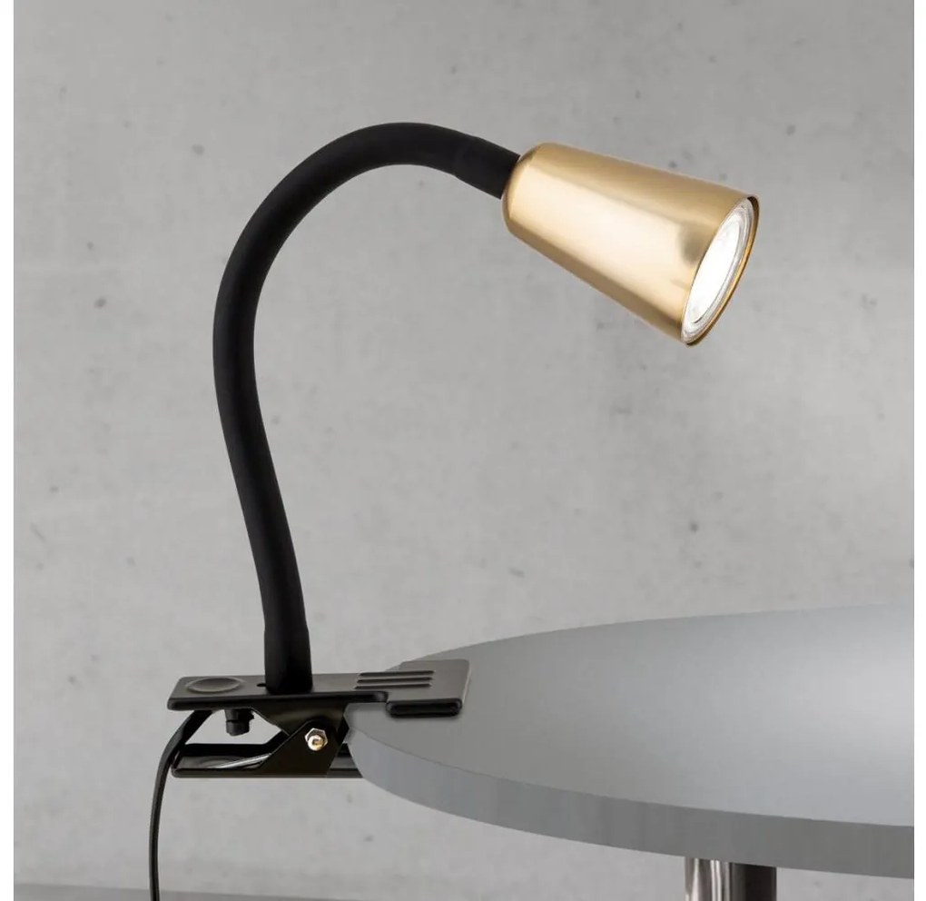 Orion - Lampada da tavolo flessibile con morsetto DOTTY 1xGU10/10W/230V ottone/nero