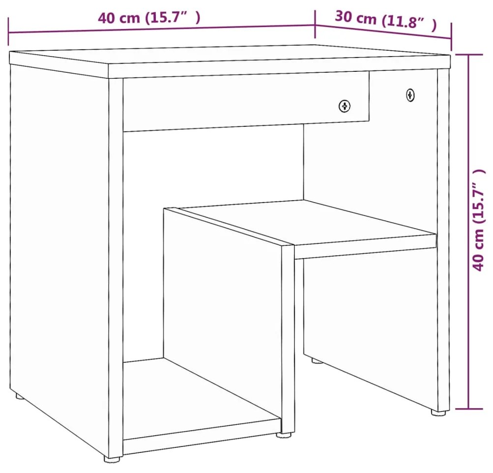 Comodini Rovere Fumo 2 pz 40x30x40 cm in Legno Multistrato