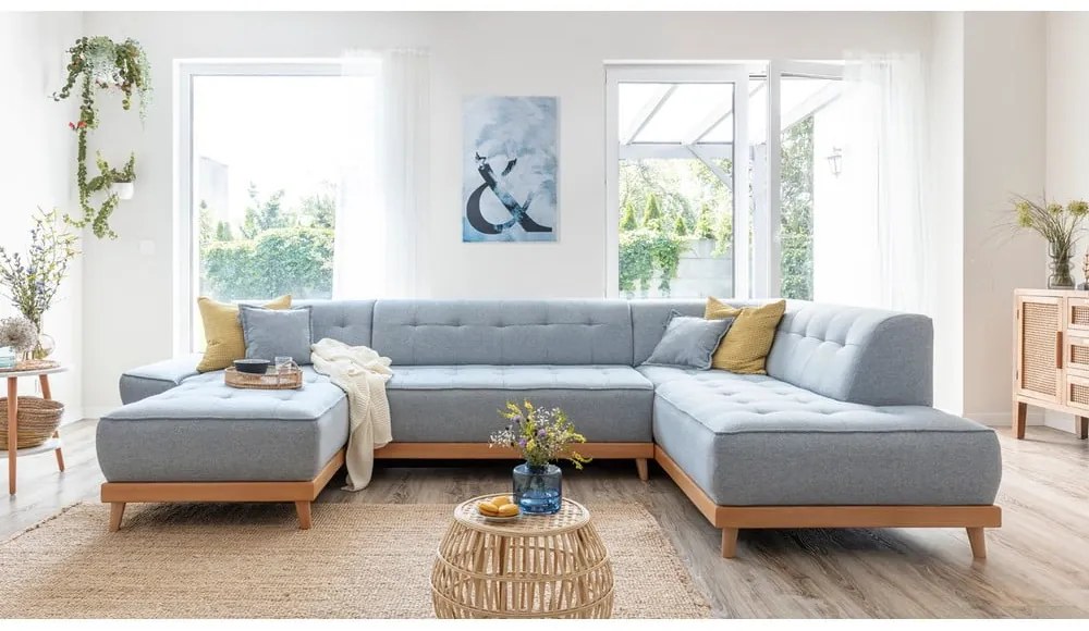 Divano letto a U azzurro, angolo destro Dazzling Daisy - Miuform