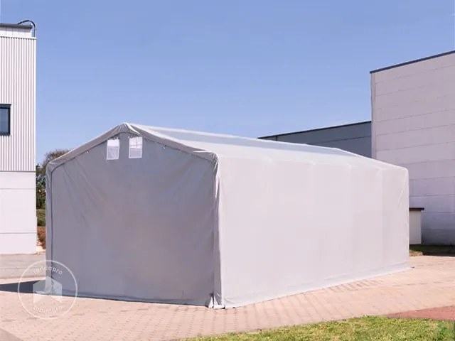 TOOLPORT 8x16 m tendostruttura, altezza 4,0m porta a cerniera e lucernari, PRIMEtex 2300, grigio, senza statica - (80028)