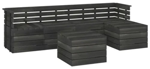 Set Divani da Giardino su Pallet 6 pz Legno Pino Grigio Scuro