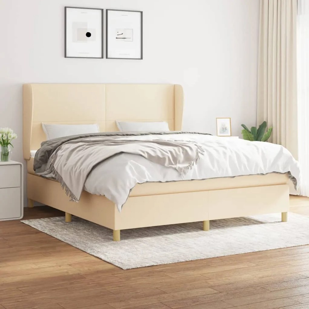 Giroletto A Molle Con Materasso Crema 160x200 Cm İn Tessuto /