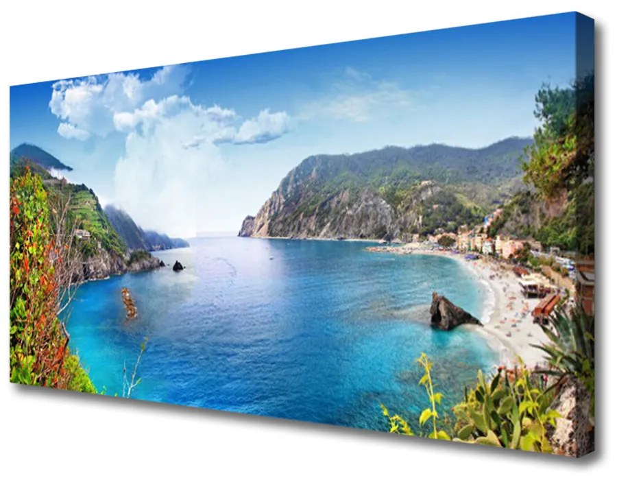 Quadro su tela Paesaggio del mare della montagna della baia 100x50 cm