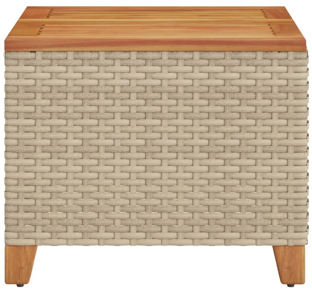 Tavolo da giardino beige 45x45x37 cm polyrattan e legno acacia