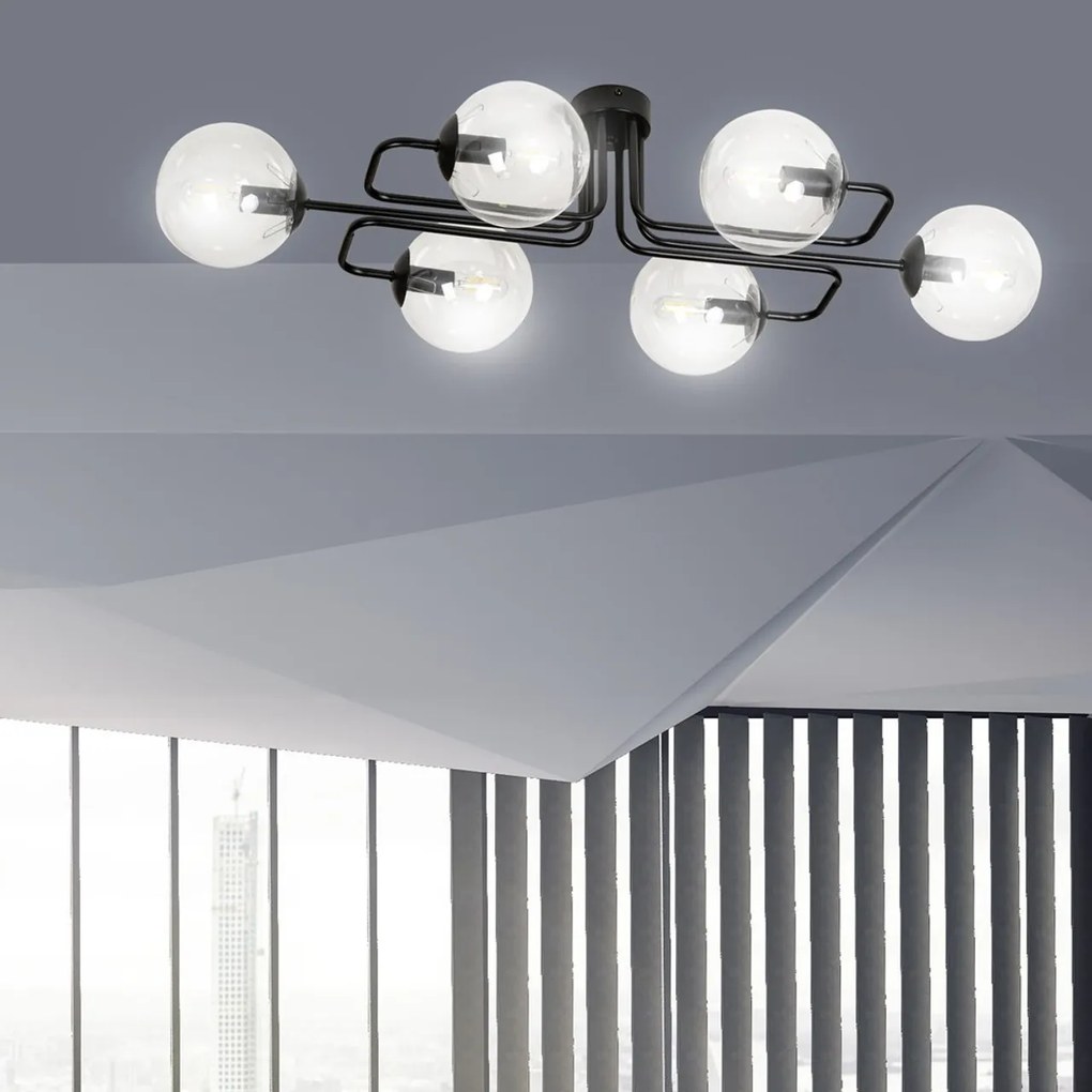 Lampadario da soffitto BRENDI 6 in acciaio e vetro 6xE14
