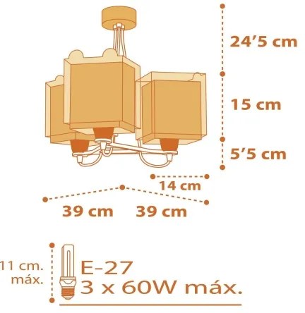 Dalber 64567 - Lampadario per bambini LITTLE TIGER 3xE27/60W/230V