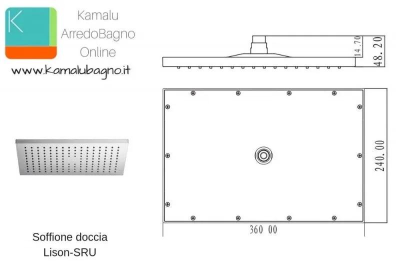 Kamalu - soffione doccia ultraslim rettangolare 24x36cm modello lison-sru