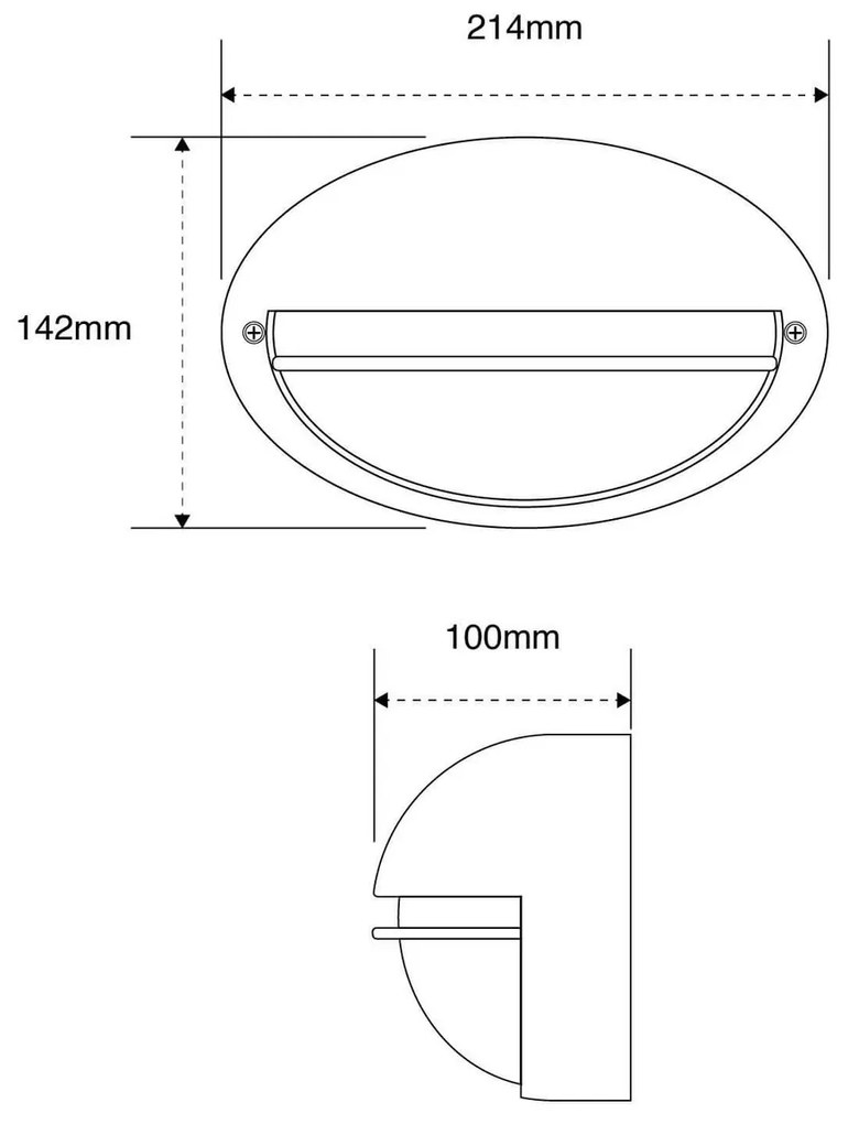 Plafoniera E27 IP54 Grigia 214x142mm mod. Palpebra Colore Grigio