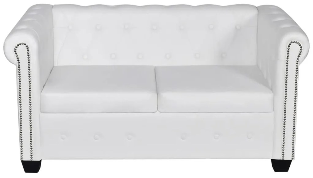 Divano chesterfield a 2 posti in finta pelle bianco