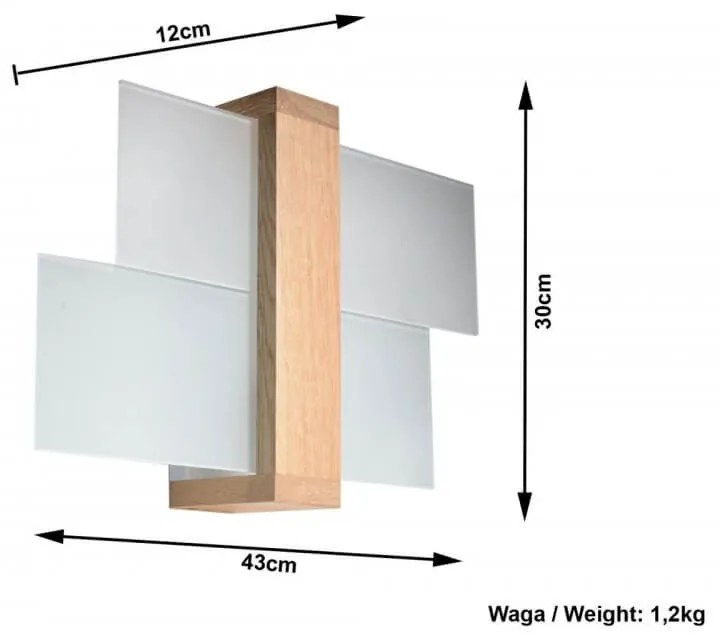 Applique da Soffitto Legno naturale e Vetro FENIKS 1 E27 da Interno Colore del corpo Legno