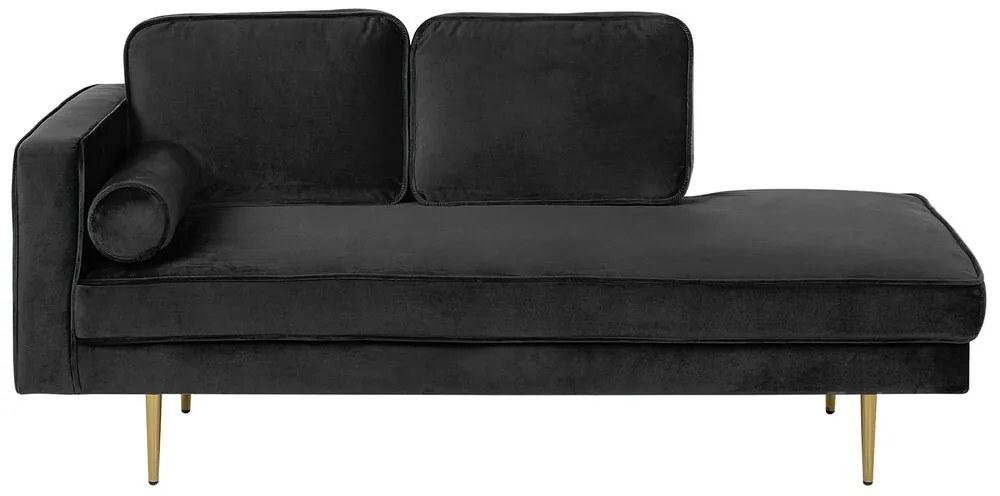 Chaise longue velluto nero sinistra MIRAMAS Beliani