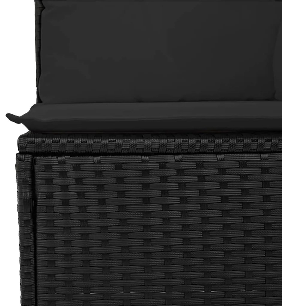 Set Divani da Giardino 5 pz con Cuscini in Polyrattan Nero