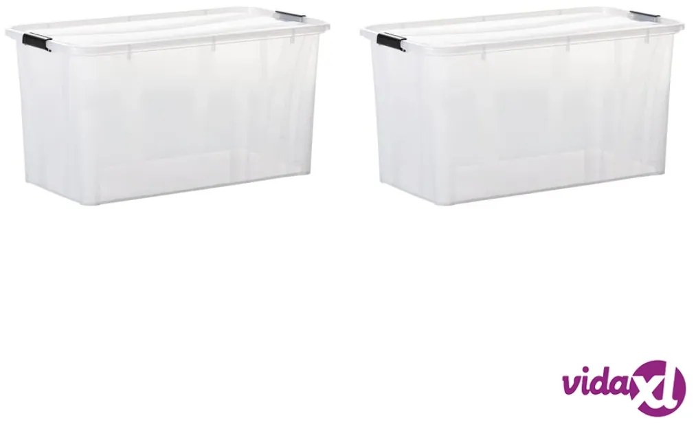 vidaXL Scatole Trasparenti Portaoggetti con Coperchio 2 pz da 80 L