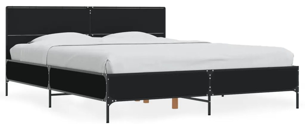 Giroletto Nero 160x200 Cm İn Legno Multistrato E Metallo /
