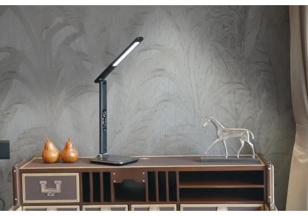 Immax 08930L - LED Lampada da tavolo dimmerabile con display KINGFISHER LED/9W/230V/12V nero