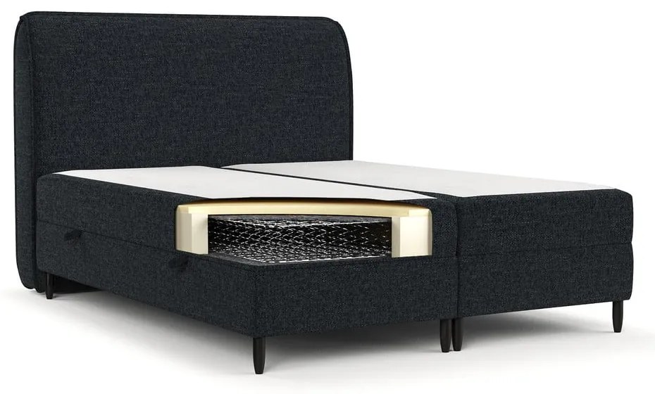 Letto boxspring nero con contenitore 180x200 cm Melba - Maison de Rêve