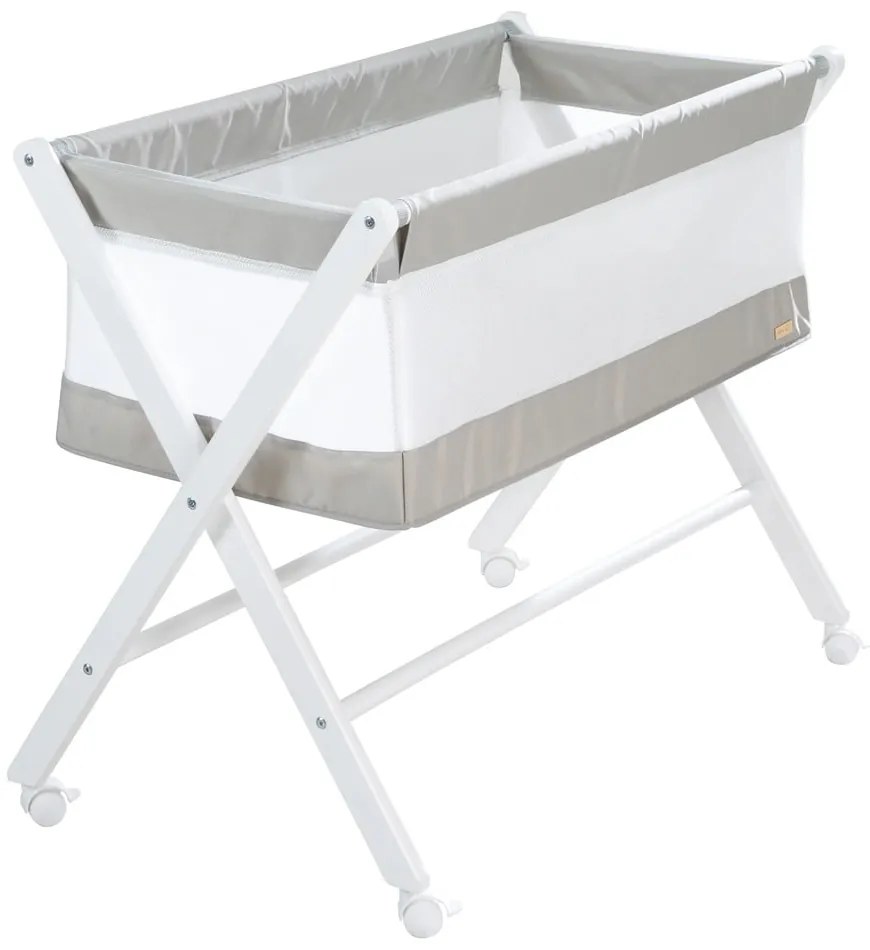 Culla pieghevole bianca su ruote 90x45 cm - Roba