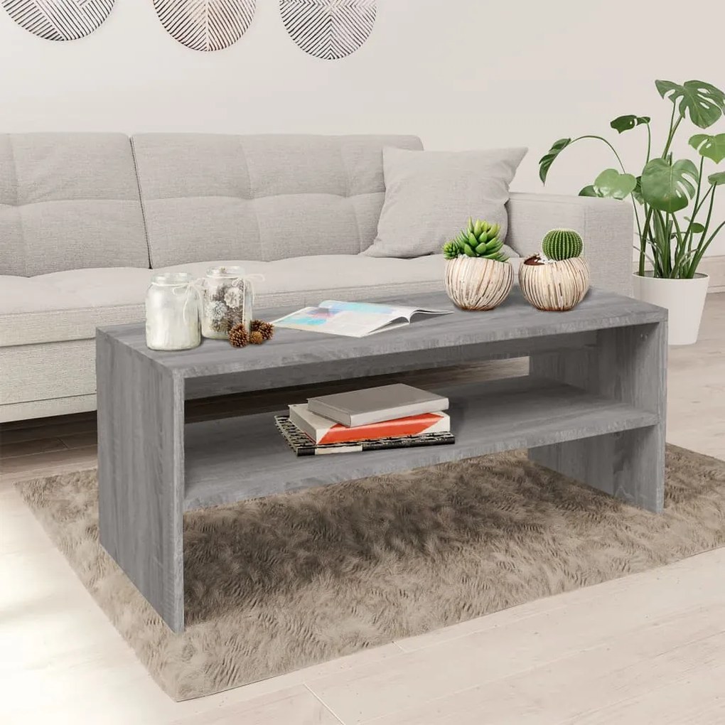 Tavolino Da Salotto Grigio Sonoma 100x40x40cm Legno Multistrato /