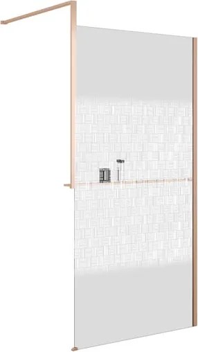 Box doccia walk-in Elidesign, vetro serigrafato 8 mm, L max 140 cm x H 200 cm, profilo dorato