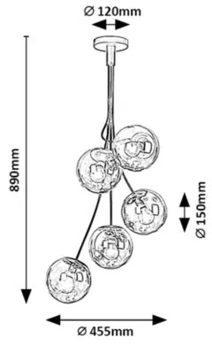 Rabalux 3508 - Lampadario su palo GLORY 5xE14/40W/230V