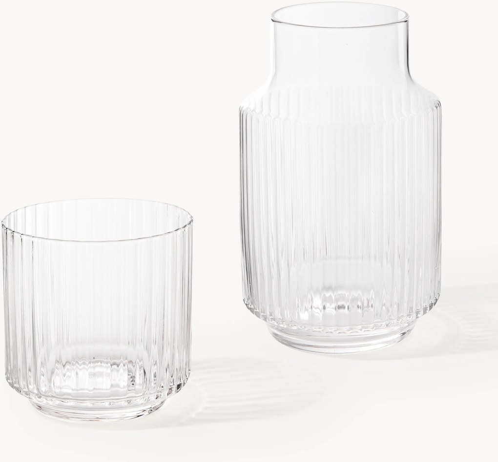 Set caraffa e bicchiere in vetro soffiato Aleo, set da 2