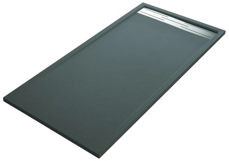 Piatto doccia SENSEA in resina Neo Metal Grid grigio L 80 x L 160 x H 3.5 cm opaco effetto pietra