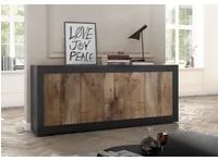 Credenza Moderna, Madia con 4 ante, colore nero e pero ZLCBSC-NER4PER