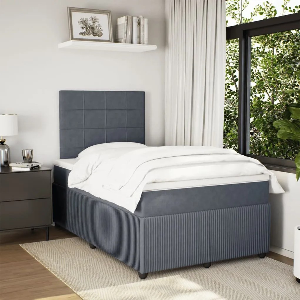 Giroletto a molle con materasso grigio scuro 120x200 cm velluto