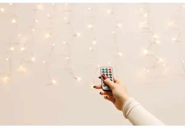 Tenda luminosa LED dimmerabile per esterni CURTAIN 360xLED/8,4W/230V 2x2 m IP44 bianco caldo + telecomando