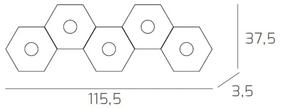 Plafoniera Moderna Hexagon Metallo Grigio Antracite 5 Luci Led 12X5W