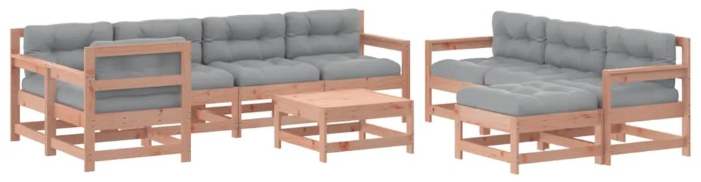 Set divani giardino 10pz con cuscini legno massello di douglas