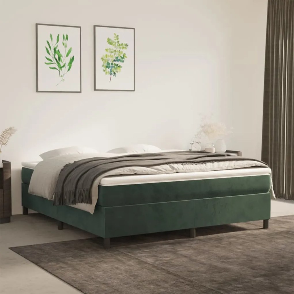 Giroletto A Molle Con Materasso Verde Scuro 160x200 Cm Velluto /