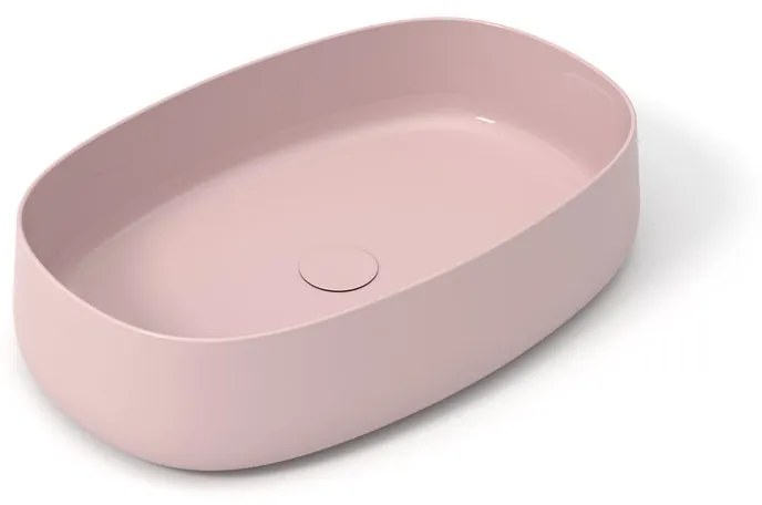 Lavabo da appoggio ovale in ceramica L 60 x H 15 x P 40 cm rosa