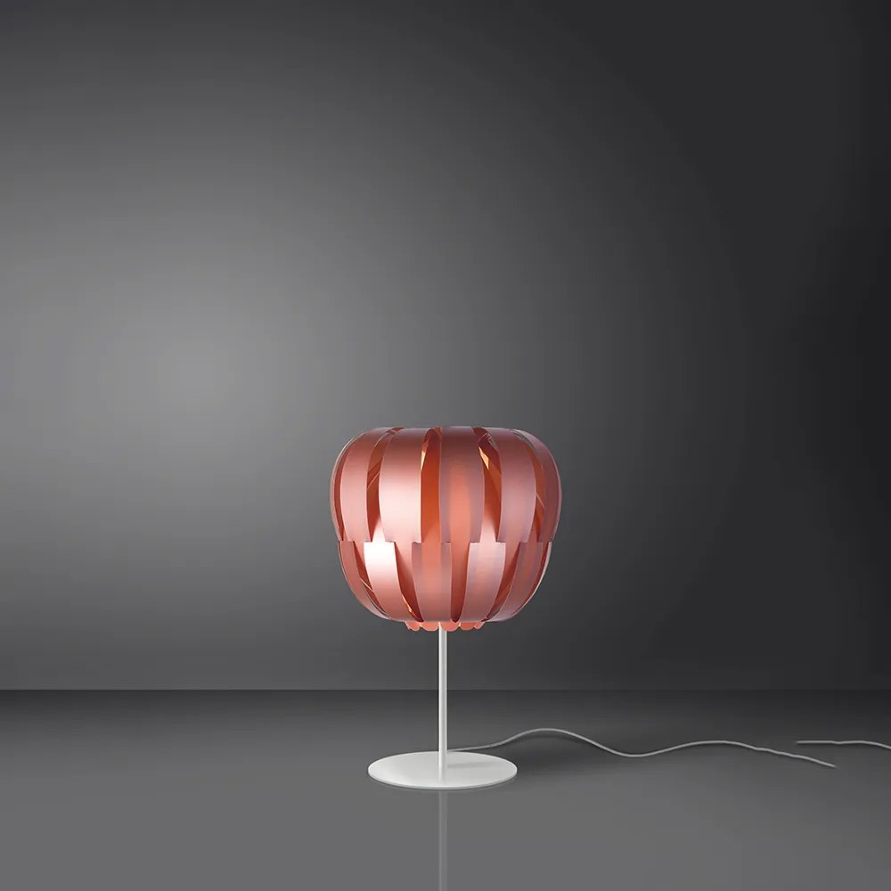 Lampada Da Tavolo Con Base 1 Luce Queen Polilux Rosa Metallico Made In Italy