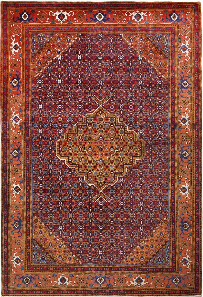 Ardebil Tappeto 310 x 210 Blu (Iran) Annodato A Mano