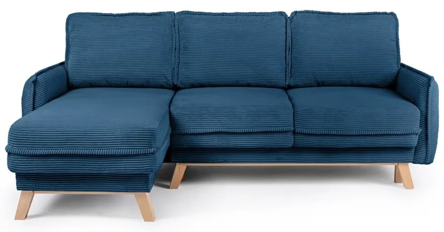 Divano letto variabile in velluto a coste blu divano angolare Tori - Bonami Selection