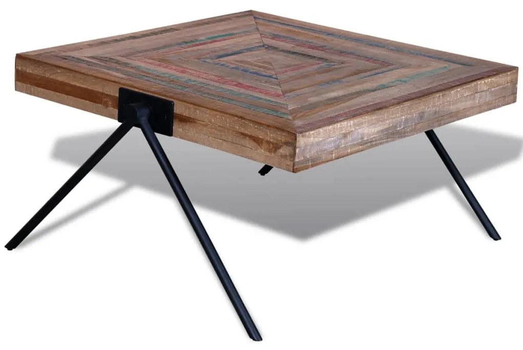 Tavolino Da Salotto Con Gambe A V İn Legno Di Recupero Di Teak /