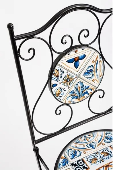 Set Bistrot Tavolo Mosaico 80x120 Cm Con 4 Sedie Pieghevoli Mykonos Bizzotto