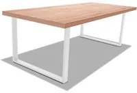 Tavolo da pranzo in legno e metallo con piedi quadrati bianchi - 160x90 cm