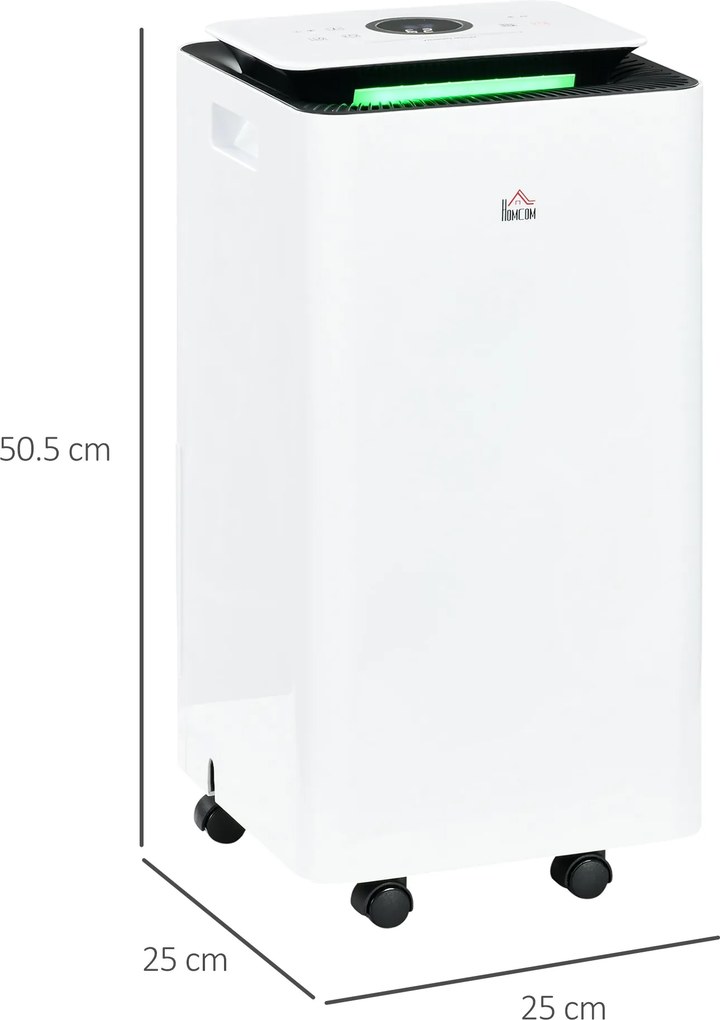 Deumidificatore Portatile da 10L 5 Modalità e Timer 25x25x50,5 cm Bianco...