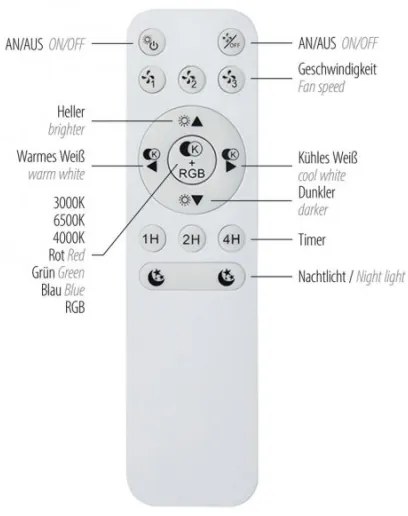 JUST LIGHT. 14447-18 - Ventilatore da soffitto LED RGBW LENO LED/44W/230V + DO