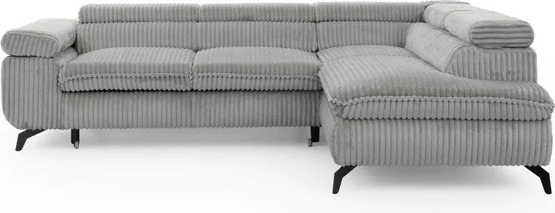Divano angolare grigio chiaro (con penisola a destra/a L) con rivestimento in velluto a coste Marbeya – Ropez