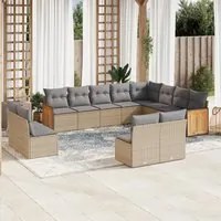 Set Divani da Giardino 12 pz con Cuscini Beige in Polyrattan 3260554