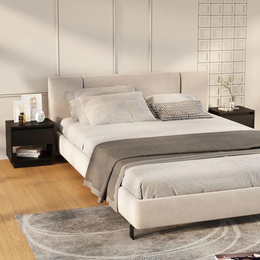 Comodini 2 Pz Neri 45x34x44 Cm İn Truciolato /