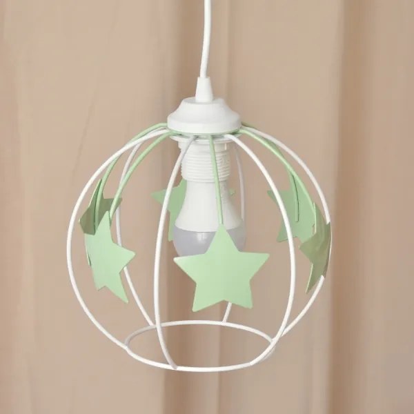 Lampadario a sospensione per bambini STARS 1xE27/15W/230V verde/bianco