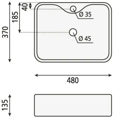 Sapho - Lavabo da appoggio BALENA 48x37 cm ceramica/bianco