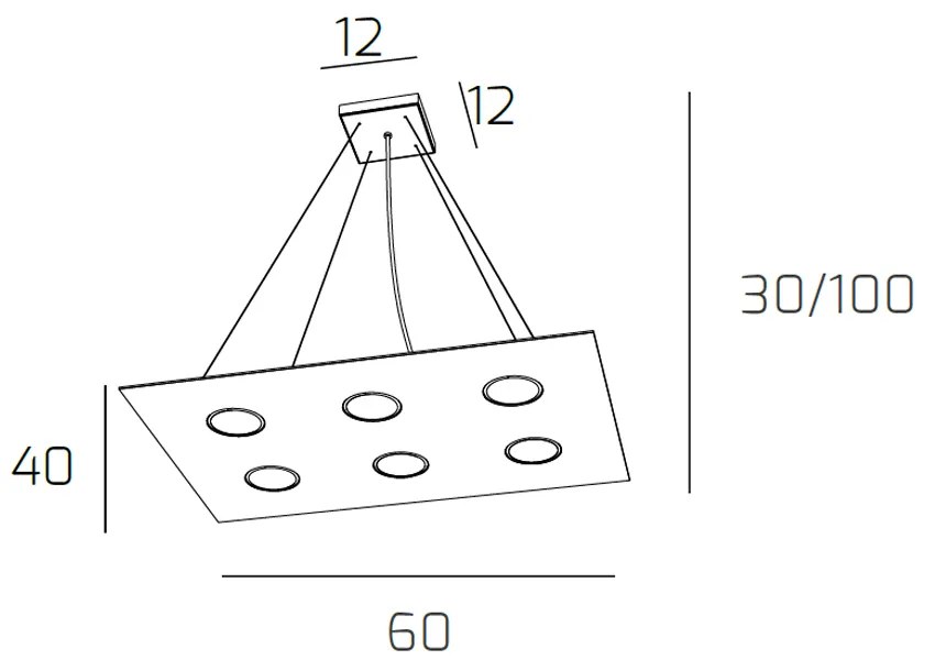 Sospensione Moderna Rettangolare Path Vetro Foglia Rame 6 Luci Gx53