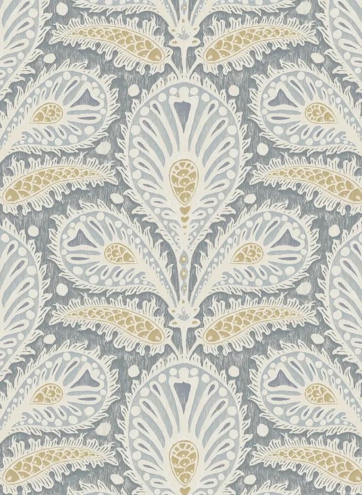 Josephine Munsey Carta da parati Ikat Clover - Blue and Yellow