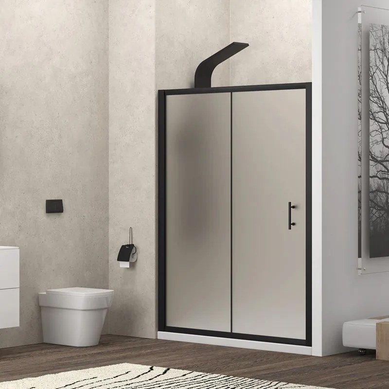 Porta doccia 120cm telaio nero e vetro opaco scorrevole | KFN5000NS - KAMALU