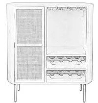 Portabottiglie in rattan crema per 8 bottiglie, 90x100 cm Amaya - White Label